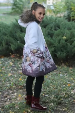 Детско палто на цветя с качулка