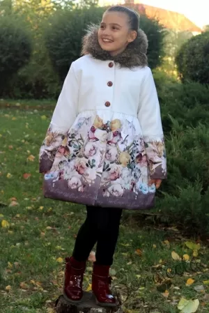 Детско палто на цветя с качулка