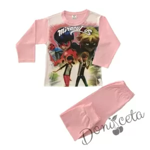 Детска пижама с картинка на Miraculous в розово с дълъг ръкав