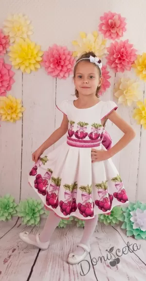 Официална детска рокля на черешки 