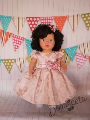 Официална бебешка/детска рокля Тити с коланче в пепел от рози