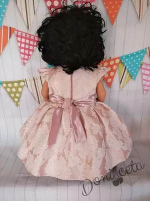 Официална бебешка/детска рокля Тити с коланче в пепел от рози