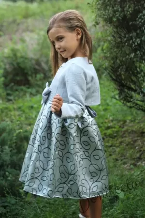 Официална детска рокля в сребристо 
