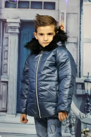Детско яке за зимата за момче с качулка