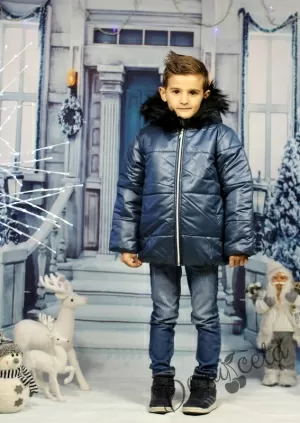 Тъмносиньо зимно яке за момче