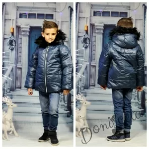 Детско зимно яке в тъмносиньо за момче