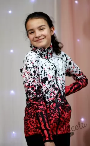 Спортен дамски или детски екип за момиче в малина и черно