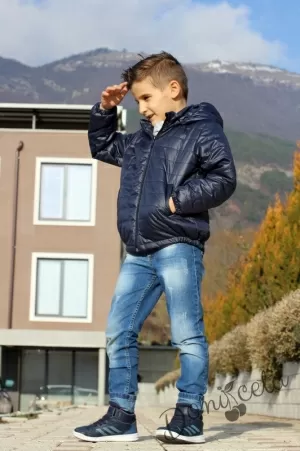 Детско яке с качулка в тъмносиньо за момче 95692739