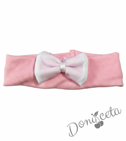 Лента за коса в розово с панделка и тюл 