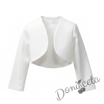  Детско болеро за момиче в бяло Мариска 