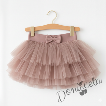 Детска туту пола тип пачка в пепел от рози