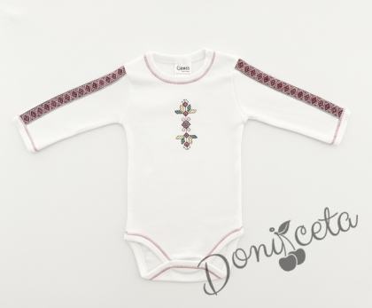 Бебешко боди с дълъг ръкав с етно мотиви