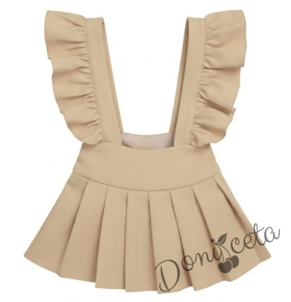 Детски сукман от трико Гери в бежово с плисирана пола