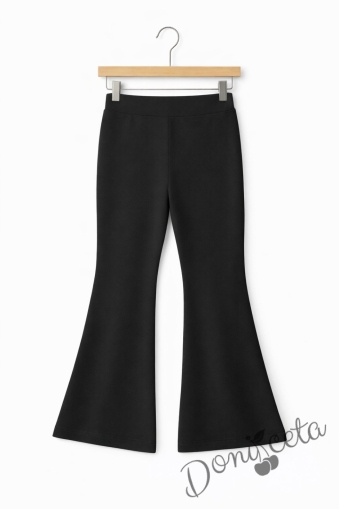 Детски памучен панталон в черно за момиче тип Чарлстон 