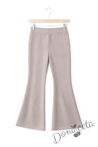 Детски памучен панталон в бежаво за момиче тип Чарлстон 