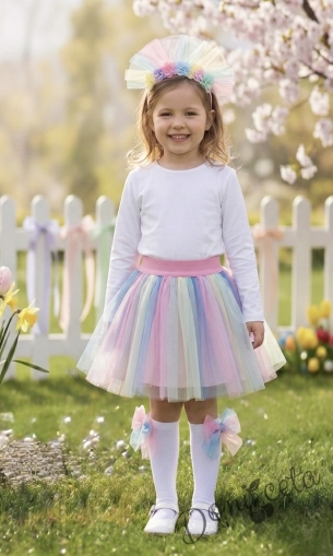 Детска многоцветна пола за момиче от тюл Радост