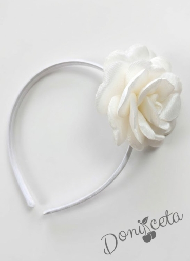 Ръчно изработена диадема с тюл в екрю с цвете 