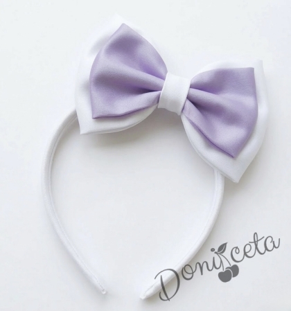 Ръчно изработена диадема в лилаво и бяло от памучен плат