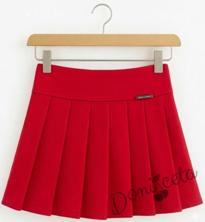 Детска пола в червено за момиче Тамара тип плисирана