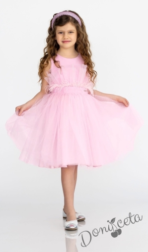 Детска празнична рокля "Анелия" – розов тюл и ефирни акценти от колекция Розовина