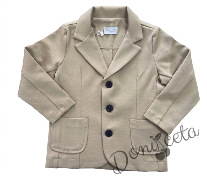 Детско сако за момче в бежово с джобчета Contrast 