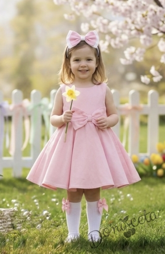 Официална или ежедневна детска рокля клош в розово Вилина