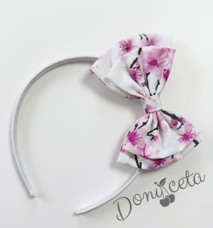 Диадема в розово с панделка с орхидеи Вилина