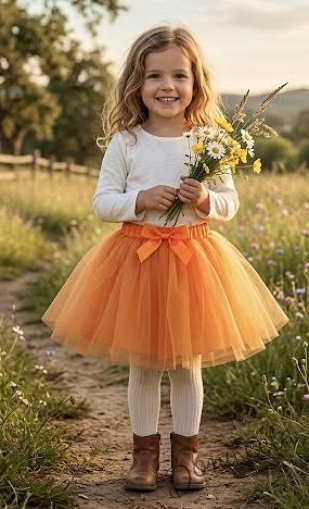 Детска туту пола пачка в оранжев цвят