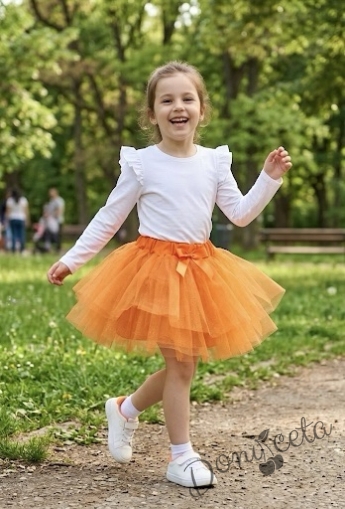 Детска туту пола пачка в оранжев цвят