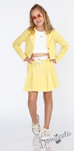 Комплект за момиче от 2 части-пола и късо сако с дълъг ръкав в жълто Contrast