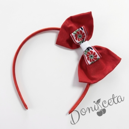 Диадема с фолклкорни/етно мотиви в червено