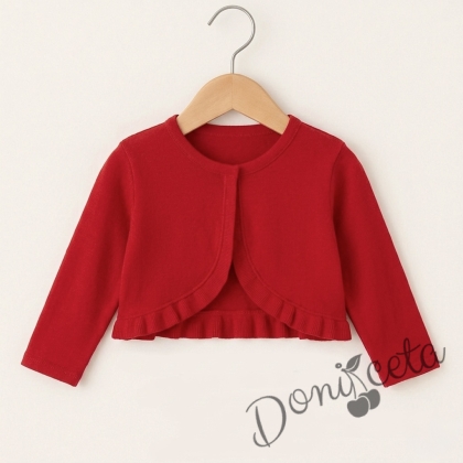  Детско или бебешко памучно болеро за момиче в червено