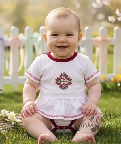 Бебешко боди с къс ръкав с етно мотиви