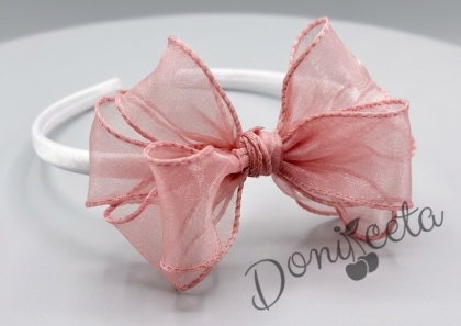 Ръчно изработена диадема тип панделка в пепел от рози