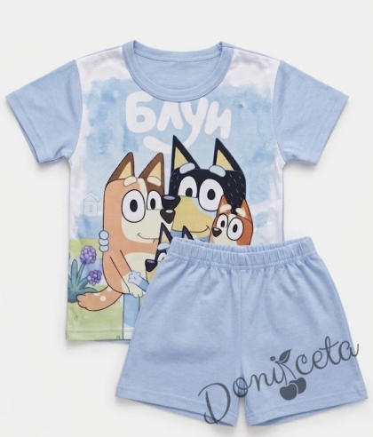 Детска пижама  с къс ръкав в синьо за момче Блуи