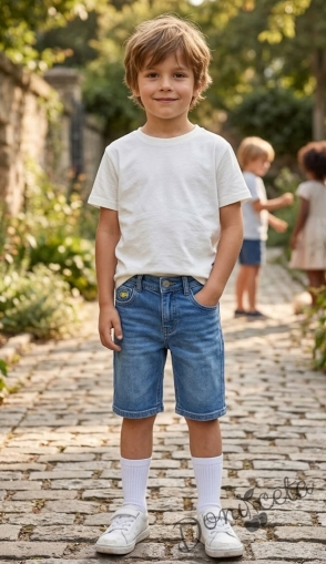 Детски къси дънки за момче в светлосин цвят