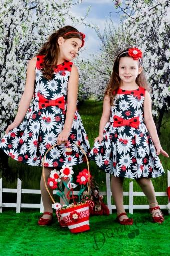 Официална детска рокля на цветя и калинки Калинка