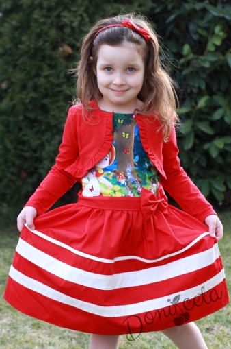 Детска рокля с картинка на Червената Шапчица с болеро