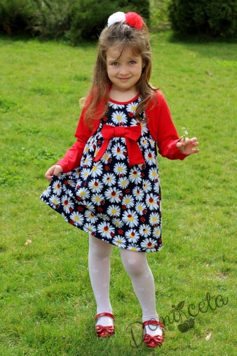 Детска рокля с болеро в червено