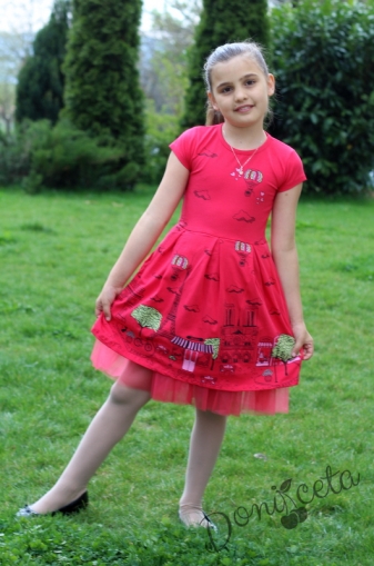 Summer children's dress in raspberry colour