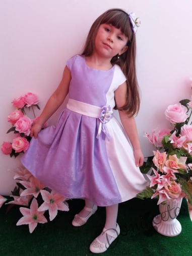Официална детска рокля в лилаво и бяло