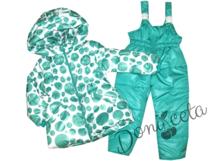 Set of a jacket and a snowsuit in turquoise