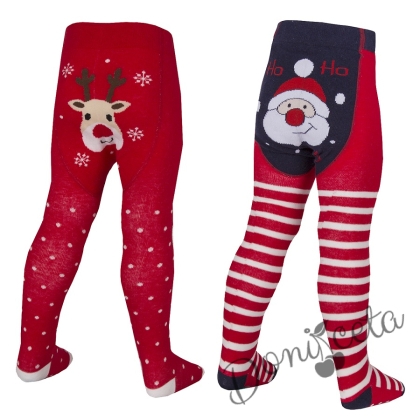 Коледен чорапогащник в червено с Дядо Коледа