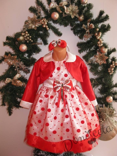 Официална детска рокля в червено с болеро