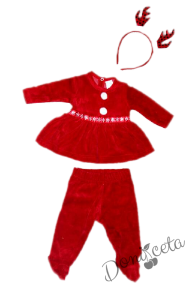 Коледна детска плюшена рокля  с ританки и рогца