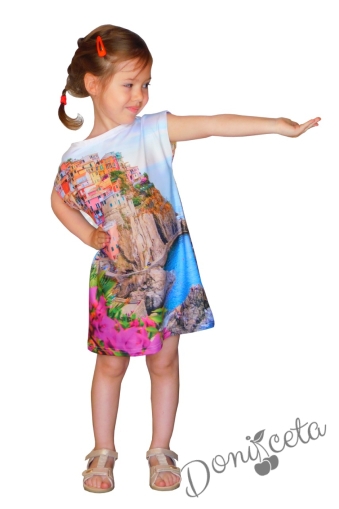 Лятна детска рокля с морски пейзаж