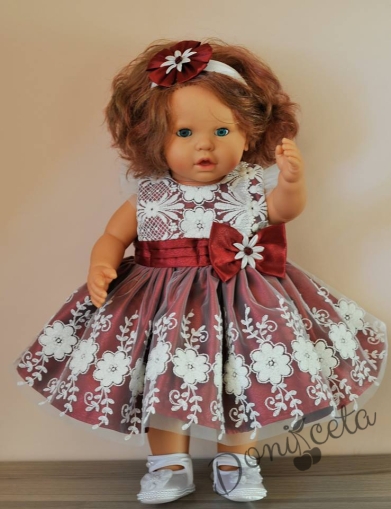 Официална бебешка/детска рокля в бордо