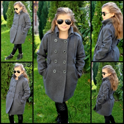 Детско палто за момиче  в сиво