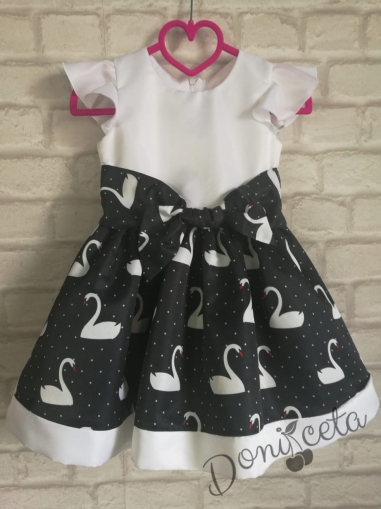 Официална детска рокля с лебеди