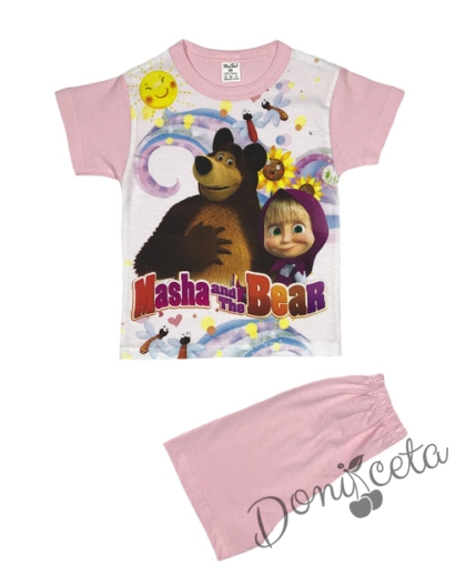 Детска пижама за момиче с къс ръкав с Маша и мечока
